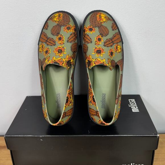 New Melissa Ground III AD Slip-On Sneaker in Brown/Green PVC Women's Size 6 - Picture 3 of 10